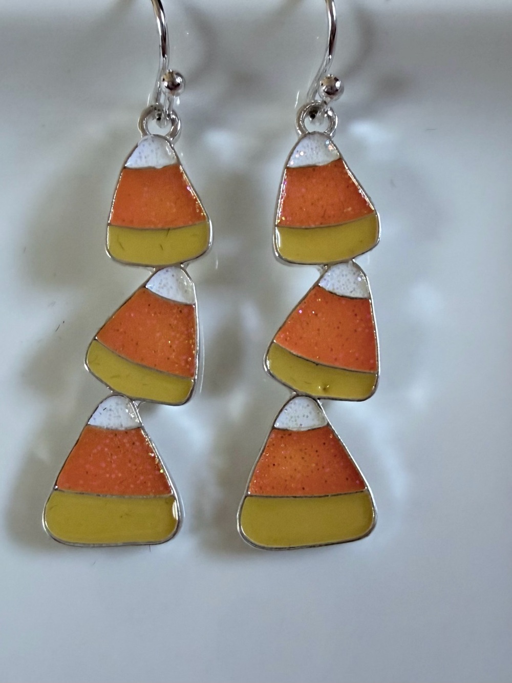 Candy Corn Dangle Earrings - Orange & Yellow